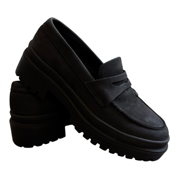 Portland Leather Goods Patina Shadow Black Zoe Chunky Loafers Size 6.5 - Picture 11 of 15